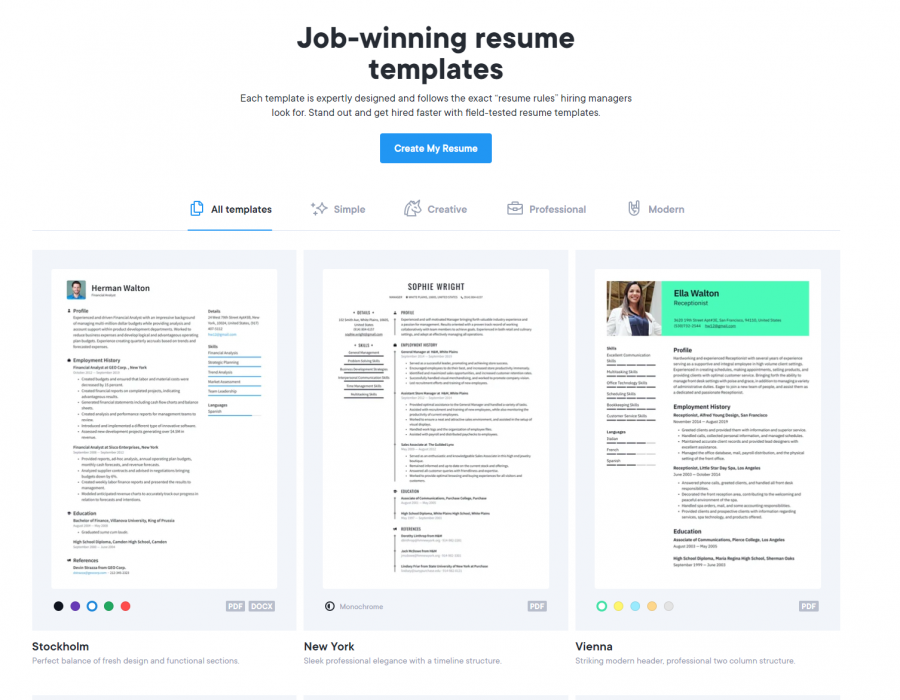 resume builders online