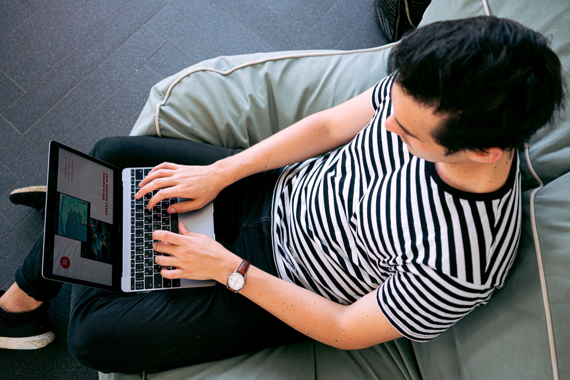 photo of man using laptop blogging about the law